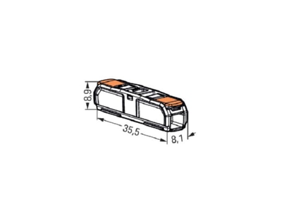 Mazeichnung WAGO 221 2411 Durchgangsverbinder mit Hebel