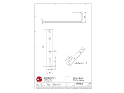 Mazeichnung K2 Systems 1000373 Schieferdachhaken