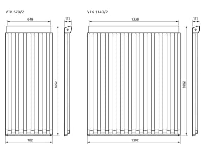 Dimensional drawing Vaillant VTK 1140 2 Solar collector 2m 