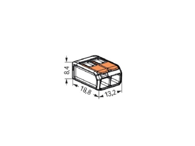 Dimensional drawing WAGO 221 412 Compact connection terminal 2 wire to 4mm  