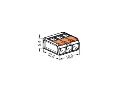 Dimensional drawing WAGO 221 413 Compact connection terminal 3 wire to 4mm  