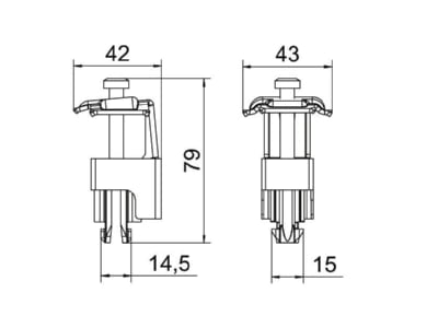 Dimensional drawing OBO KLU A2 Accessory for photovoltaics mounting   Universal clamp 41x42x79 stainless steel 