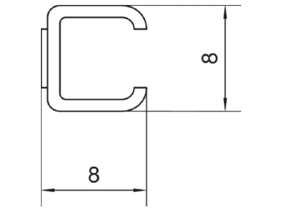 Dimensional drawing Tehalit M 1673 TRAN Wireway 7x8mm