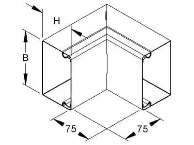 Dimensional drawing Niedax LUIC 60 100 R Inner corner for wireway