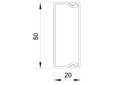 Dimensional drawing 2 OBO WDK20050RW Wireway 20x50mm RAL9010