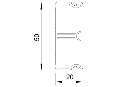 Dimensional drawing 1 OBO WDK N20050RW Wireway 50x20mm RAL9010
