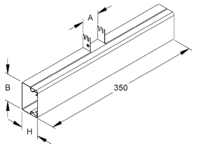 Dimensional drawing Niedax LUT 40 040 040 Tee for cable duct 40x40mm