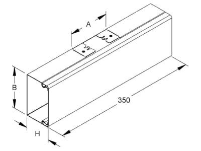 Dimensional drawing Niedax LUT 60 100 100 Tee for cable duct 60x100mm