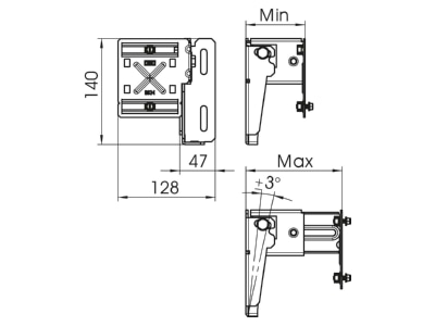 Mazeichnung 2 OBO BKN120 205 Befestigungskonsole Tiefe 120 205