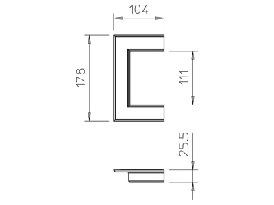 Mazeichnung 1 OBO G AWAO70110RW Wandabschlussblende offene Ausfuehrung