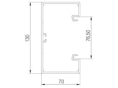 Dimensional drawing 1 OBO GK 70130LGR Wall duct 130x70mm RAL7035
