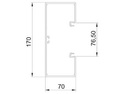 Mazeichnung 1 OBO GK 70170RW Geraeteeinbaukanal o  OT m Bodenlochung