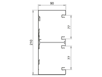 Dimensional drawing 1 OBO GS D90210RW Wall duct 210x90mm RAL9010
