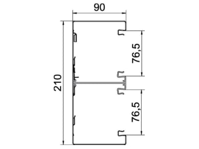 Dimensional drawing 2 OBO GS D90210RW Wall duct 210x90mm RAL9010