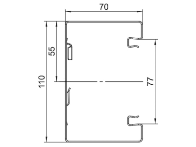 Dimensional drawing 1 OBO GS S70110RW Wall duct 110x70mm RAL9010
