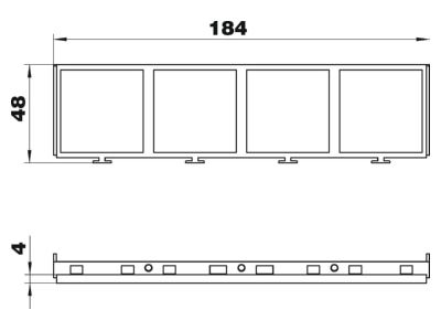 Mazeichnung 1 OBO MT45V 4 Einbaurahmen f 4x1 Modul 45