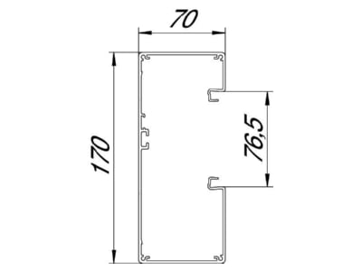 Dimensional drawing 2 OBO GA A70170RW Wall duct 170x70mm RAL9010