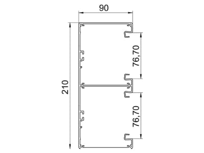 Dimensional drawing 1 OBO GA D90210EL Wall duct 210x90mm
