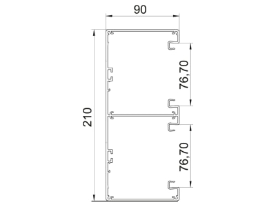 Mazeichnung 2 OBO GA D90210EL Geraeteeinbaukanal o  OT 90x210x2000mm