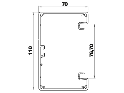Dimensional drawing 1 OBO GA S70110RW Wall duct 110x70mm RAL9010
