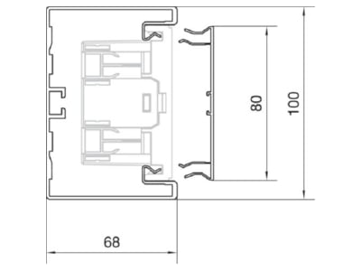 Dimensional drawing 2 Tehalit BRA 651001 rws Wall duct 100x68mm RAL9010