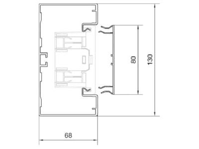 Dimensional drawing 2 Tehalit BRA 651301 ELN Wall duct 130x68mm
