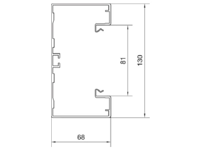 Dimensional drawing 1 Tehalit BRA 651301 ELN Wall duct 130x68mm
