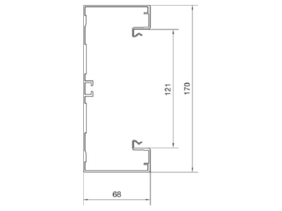 Dimensional drawing 1 Tehalit BRA 651701B ELN Wall duct 170x68mm
