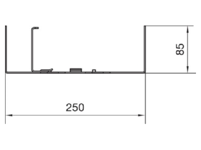 Dimensional drawing Tehalit BKB2508551 Underfloor duct flush open 250mm