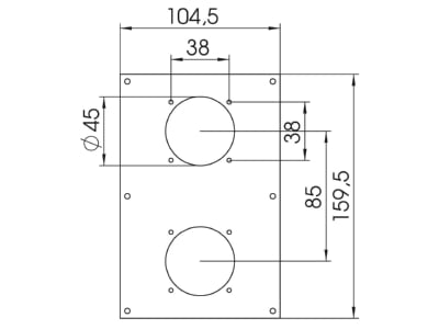 Mazeichnung 2 OBO VHF P8 Abdeckplatte 160x105x3mm