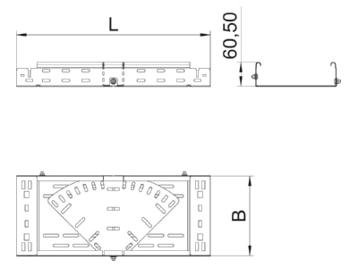 Dimensional drawing 1 OBO RBMV 650 FS Bend for cable tray  solid wall 
