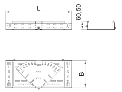 Dimensional drawing 2 OBO RBMV 650 FS Bend for cable tray  solid wall 