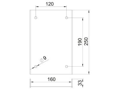 Dimensional drawing 1 OBO ISS160160AS HRO Pedestal for installation column
