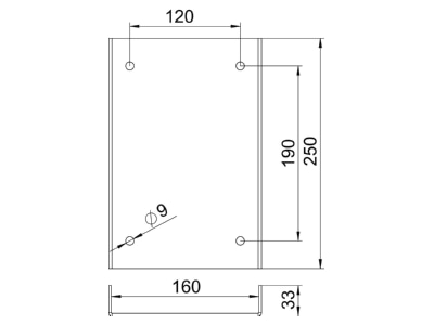 Dimensional drawing 2 OBO ISS160160AS HRO Pedestal for installation column