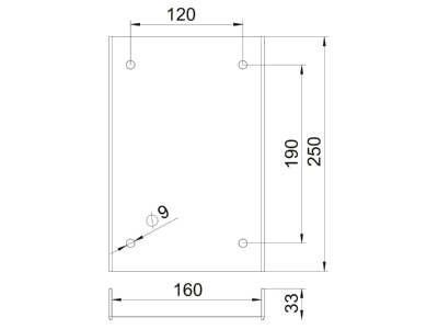 Dimensional drawing 2 OBO ISS160160AS WA Pedestal for installation column
