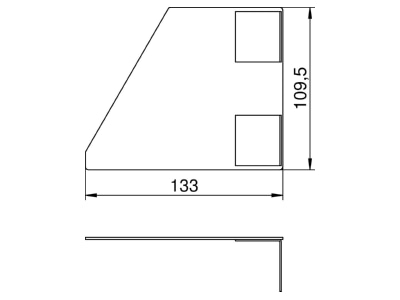 Dimensional drawing 2 OBO GEK SER133110RW End piece for device mount wireway GEK SE133110P R rw