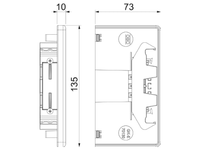 Mazeichnung 2 OBO GK E70130WA Endstueck 70x130mm  PC ABS