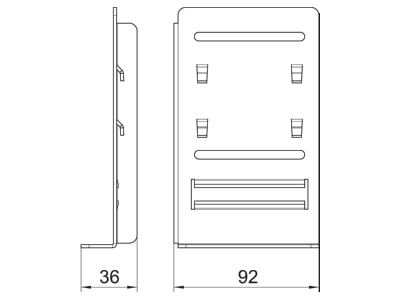 Dimensional drawing 1 OBO KSP210 Fin support for device mount wireway
