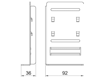 Dimensional drawing 2 OBO KSP210 Fin support for device mount wireway