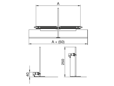 Dimensional drawing 2 OBO OKA G20040240ES End piece for underfloor duct 200x40mm
