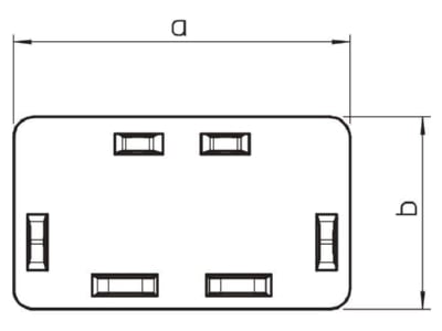 Dimensional drawing 2 OBO WDK HE15040CW End cap for wireway 17x40mm