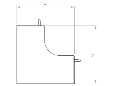 Dimensional drawing 1 OBO WDK HI20050RW Inner corner for wireway
