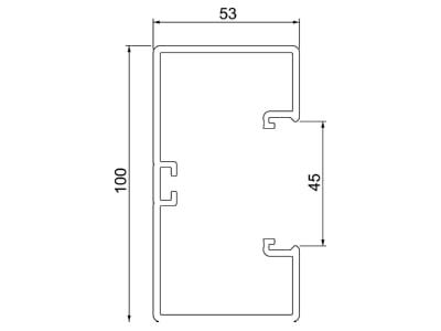 Dimensional drawing 1 OBO GK 53100LGR Wall duct 100x53mm RAL7035
