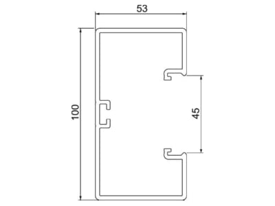 Dimensional drawing 2 OBO GK 53100LGR Wall duct 100x53mm RAL7035