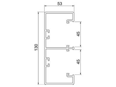 Dimensional drawing 1 OBO GK 53130RW Wall duct 130x53mm RAL9010
