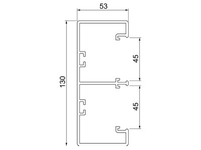 Dimensional drawing 2 OBO GK 53130RW Wall duct 130x53mm RAL9010