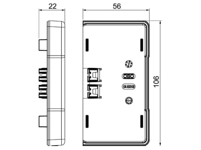 Dimensional drawing 1 OBO GK E53100LGR End piece for device mount wireway
