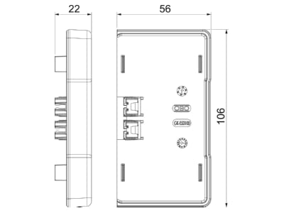 Dimensional drawing 2 OBO GK E53100LGR End piece for device mount wireway