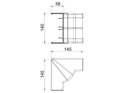 Dimensional drawing 1 OBO GK IH53130RW Inner corner for device mount wireway

