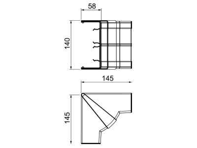 Dimensional drawing 2 OBO GK IH53130RW Inner corner for device mount wireway